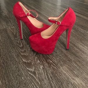 Red Closed Toe High Heel